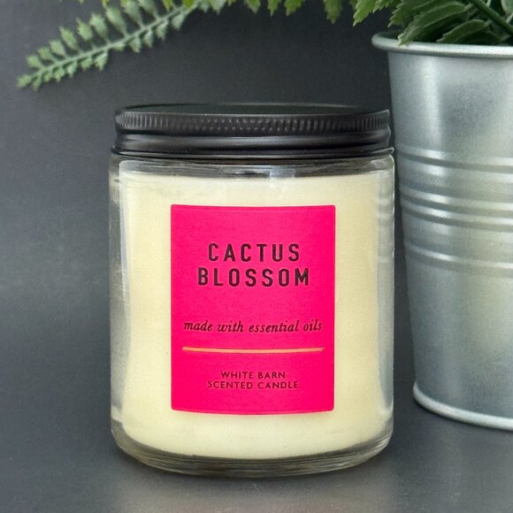 BBW Cactus Blossom White Barn Bath & Body Works Mason Jar Single Wick Candle - Picture 1 of 10